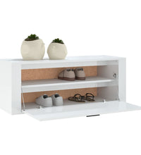 Wand-Schuhschrank Hochglanz-Weiß 100x35x38 cm Holzwerkstoff