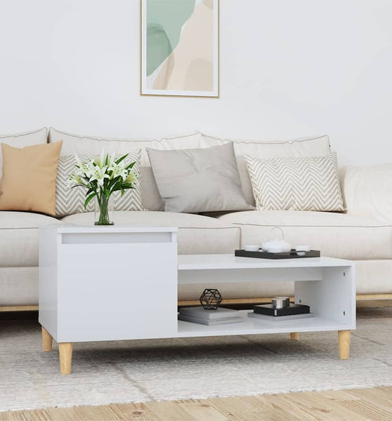 Couchtisch Hochglanz-Weiß 100x50x45 cm Holzwerkstoff
