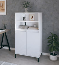 Highboard Hochglanz-Weiß 60x36x110 cm Holzwerkstoff