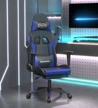 Gaming-Stuhl mit Fußstütze Schwarz und Blau Kunstleder