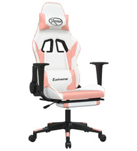Gaming-Stuhl mit Fußstütze Weiß und Rosa Kunstleder