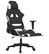 Gaming-Stuhl mit Fußstütze Schwarz und Weiß Stoff