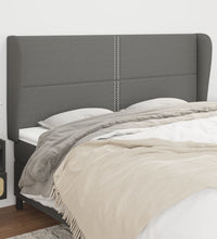 Kopfteil mit Ohren Dunkelgrau 203x23x118/128 cm Stoff