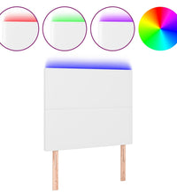 LED Kopfteil Weiß 100x5x118/128 cm Kunstleder