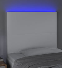 LED Kopfteil Weiß 100x5x118/128 cm Kunstleder