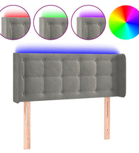LED Kopfteil Hellgrau 83x16x78/88 cm Samt