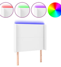 LED Kopfteil Weiß 103x16x118/128 cm Kunstleder