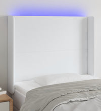 LED Kopfteil Weiß 103x16x118/128 cm Kunstleder