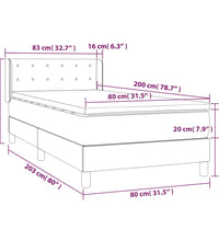 Boxspringbett mit Matratze Hellgrau 80x200 cm Samt