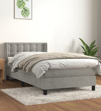Boxspringbett mit Matratze Hellgrau 80x200 cm Samt