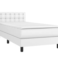 Boxspringbett mit Matratze & LED Weiß 80x200 cm Kunstleder