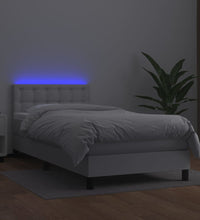 Boxspringbett mit Matratze & LED Weiß 80x200 cm Kunstleder