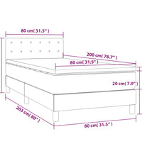Boxspringbett mit Matratze & LED Weiß 80x200 cm Kunstleder