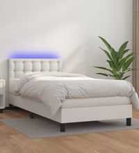 Boxspringbett mit Matratze & LED Weiß 80x200 cm Kunstleder