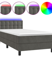 Boxspringbett mit Matratze & LED Dunkelgrau 80x200 cm Samt