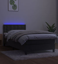 Boxspringbett mit Matratze & LED Dunkelgrau 80x200 cm Samt