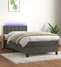 Boxspringbett mit Matratze & LED Dunkelgrau 80x200 cm Samt