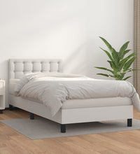 Boxspringbett mit Matratze Weiß 80x200 cm Kunstleder