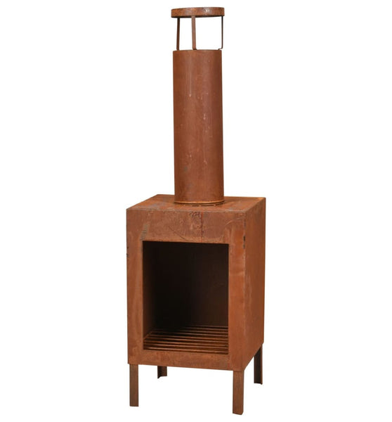 ProGarden Outdoor-Kamin mit Schornstein 100 cm Rost