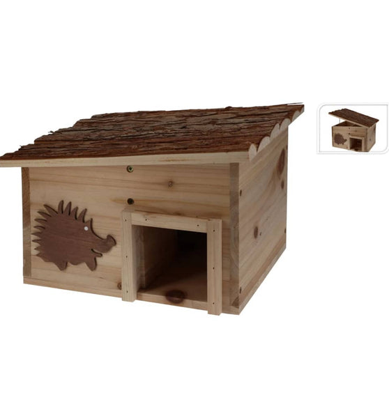 ProGarden Igelhaus Holz mit Baumrinde 34x28x22 cm