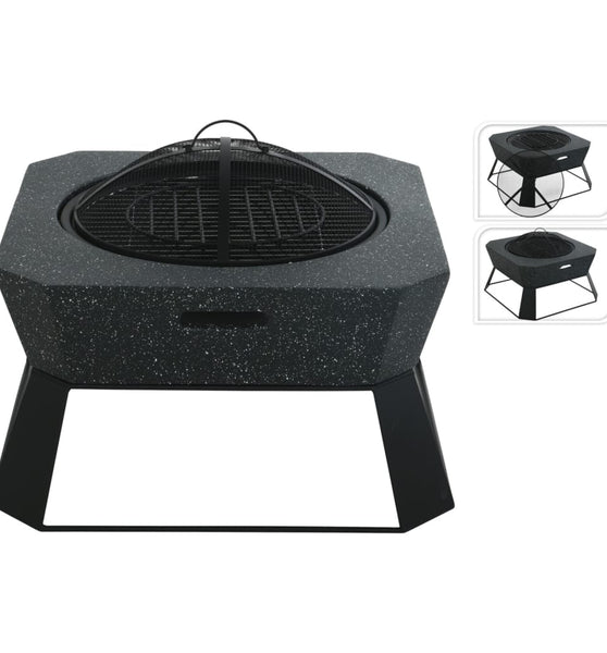 ProGarden Feuerschale mit Grill Quadratisch 62x62x43,5 cm Schwarz