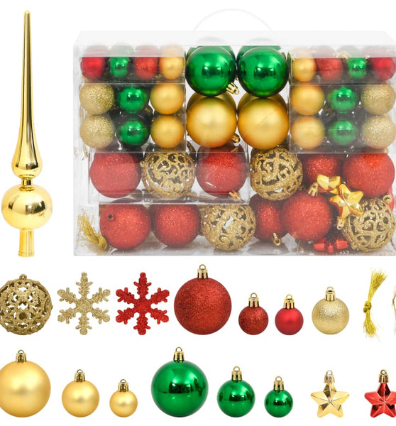112-tlg. Weihnachtskugel-Set Rot Grün Golden Polystyrol