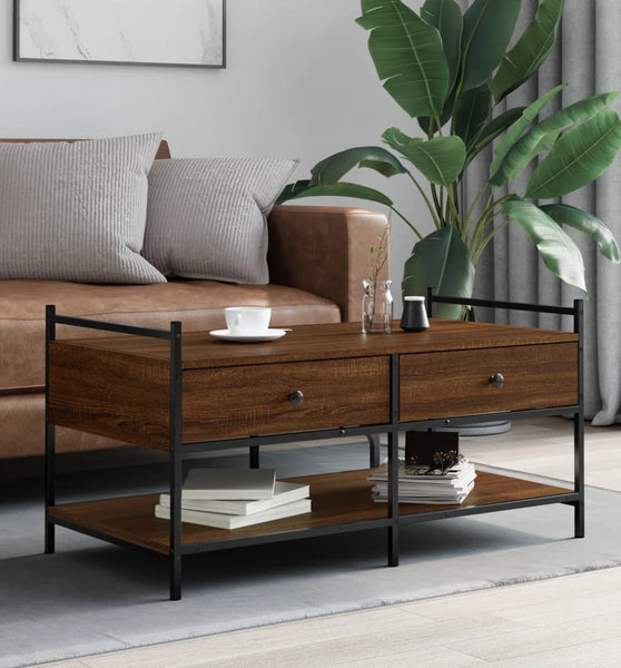 Couchtisch Braun Eichen-Optik 99x50x50 cm Holzwerkstoff