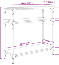 Konsolentisch Grau Sonoma 75x29x75 cm Holzwerkstoff