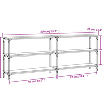 Konsolentisch Grau Sonoma 200x29x75 cm Holzwerkstoff