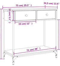 Konsolentisch Grau Sonoma 75x34,5x75 cm Holzwerkstoff
