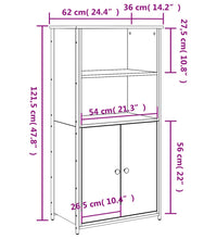 Highboard Räuchereiche 62x36x121,5 cm Holzwerkstoff