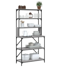 Bäckerregal 6 Fächer Grau Sonoma 90x40x180 cm Holzwerkstoff