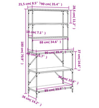 Bäckerregal 6 Fächer Braun Eichen-Optik 90x40x180 cm