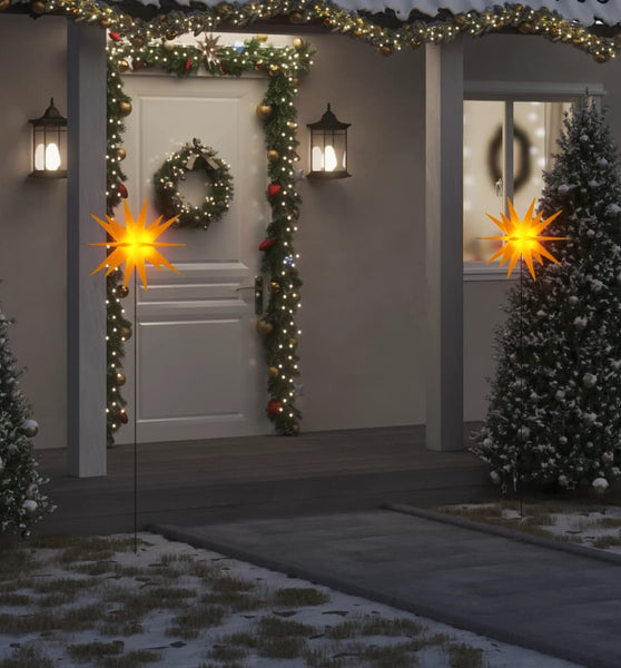 LED-Weihnachtsstern mit Erdspieß Faltbar Gelb 57 cm