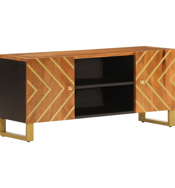 TV-Schrank Braun und Schwarz 105x33,5x46 cm Massivholz Mango