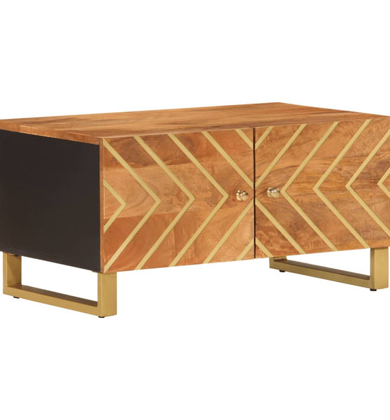 Couchtisch Braun und Schwarz 80x50x40 cm Massivholz Mango