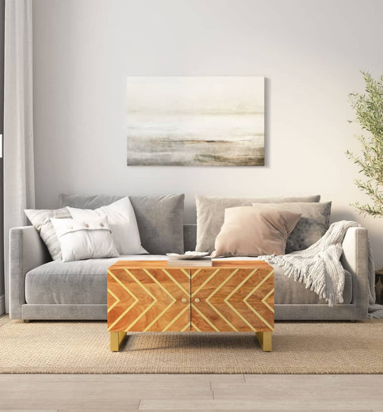 Couchtisch Braun und Schwarz 80x50x40 cm Massivholz Mango