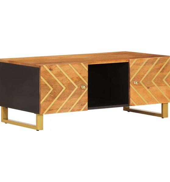 Couchtisch Braun und Schwarz 100x54x40 cm Massivholz Mango