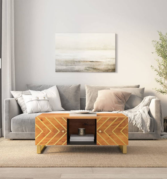 Couchtisch Braun und Schwarz 100x54x40 cm Massivholz Mango