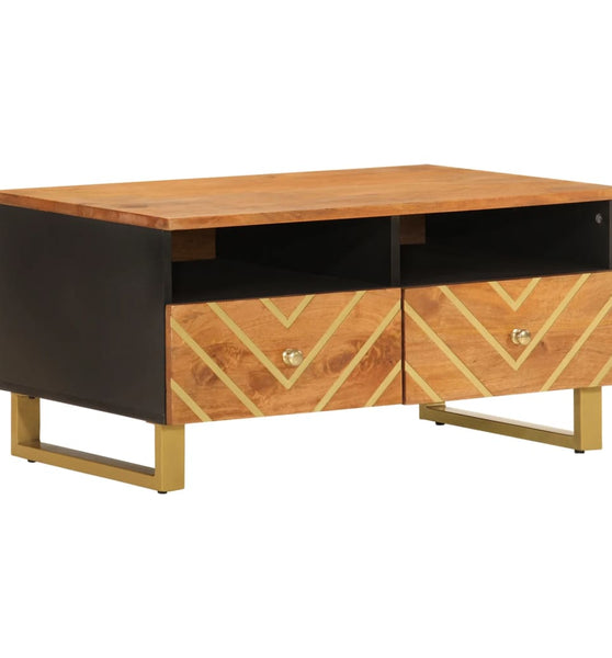 Couchtisch Braun und Schwarz 80x54x40 cm Massivholz Mango