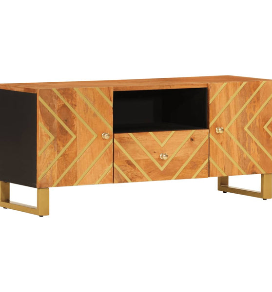 TV-Schrank Braun und Schwarz 105x33,5x46 cm Massivholz Mango