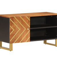 TV-Schrank Braun und Schwarz 80x31,5x46 cm Massivholz Mango