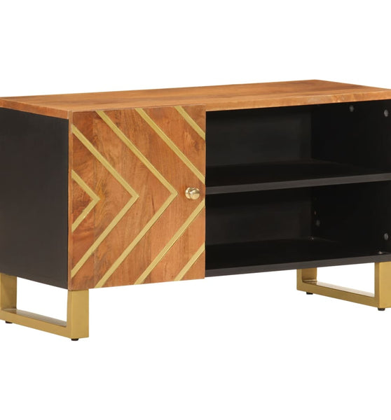 TV-Schrank Braun und Schwarz 80x31,5x46 cm Massivholz Mango