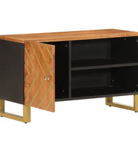 TV-Schrank Braun und Schwarz 80x31,5x46 cm Massivholz Mango