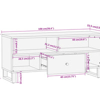 TV-Schrank Braun und Schwarz 100x33,5x46 cm Massivholz Mango