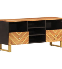 TV-Schrank Braun und Schwarz 100x33,5x46 cm Massivholz Mango