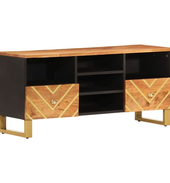 TV-Schrank Braun und Schwarz 100x33,5x46 cm Massivholz Mango