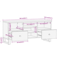 TV-Schrank Braun und Schwarz 100x33,5x46 cm Massivholz Mango