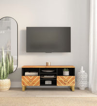 TV-Schrank Braun und Schwarz 100x33,5x46 cm Massivholz Mango