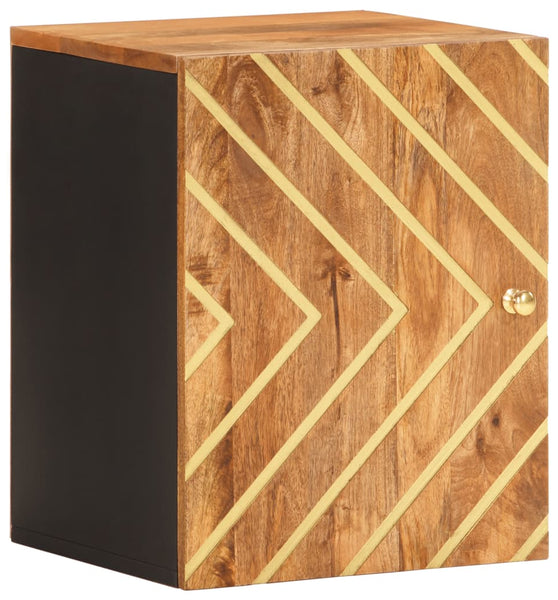 Wand-Badschrank Braun und Schwarz Massivholz Mango
